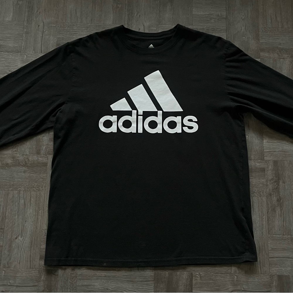 Adidas Shirt Men’s Large Black Long Sleeve Top Crew Neck Golf Cotton Size L